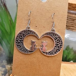 2/$12 Moon cat earrings